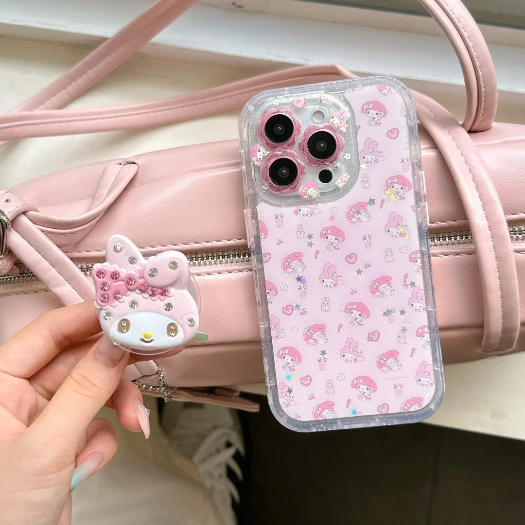kawaii My Melody heart Pink Silicone Phone Case For iPhone 12 13 14 15 16 17 Pro Max Plus Female style 3D cartoon Phone case