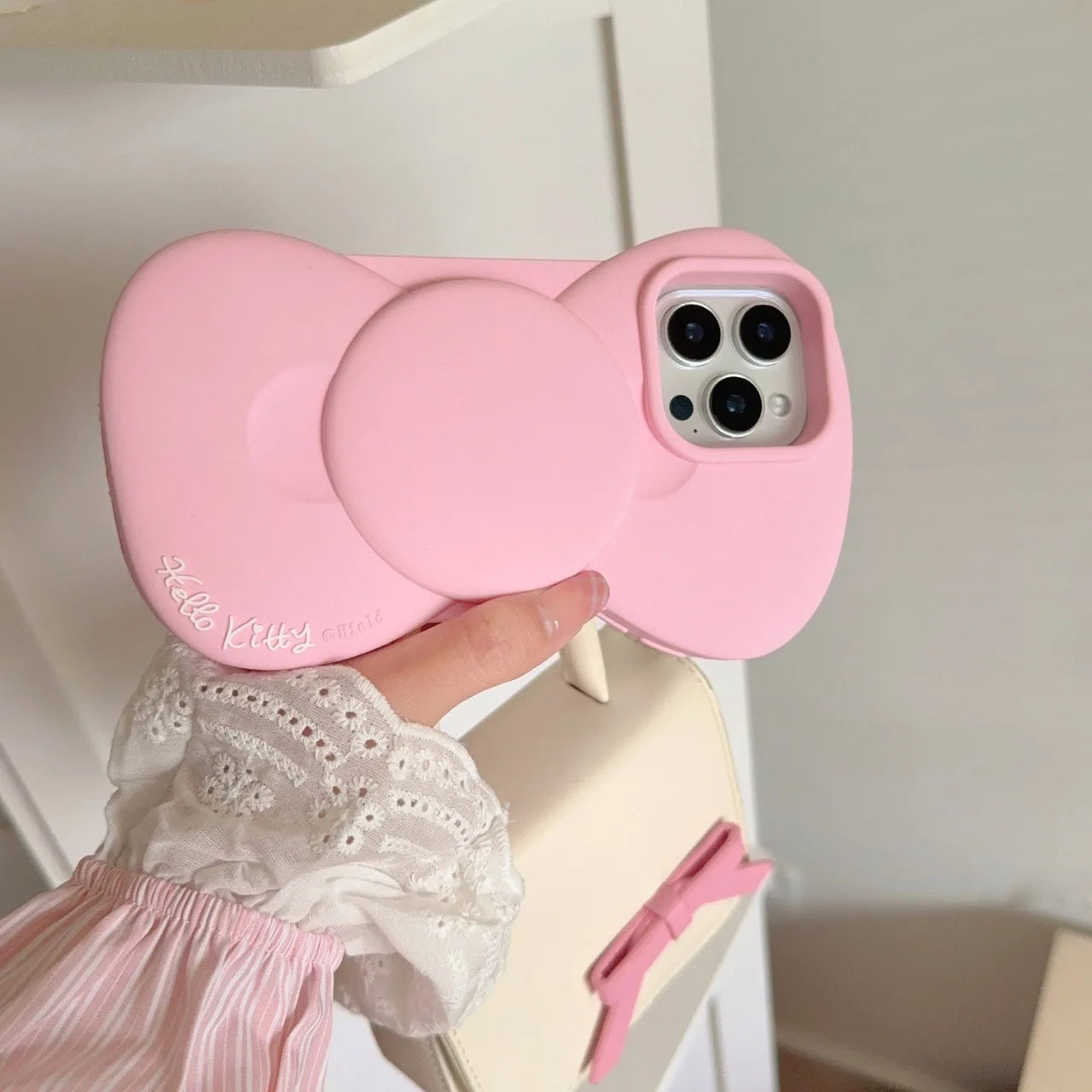 Pink cute bow silicone phone case, fashion creative, for 12 13 14 15 16promax